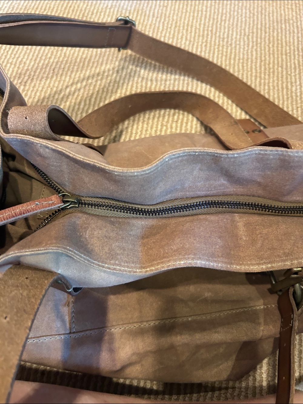 NWOT WE THE FREE Waxed canvas Oversized Brown Canvas Tote Bag in brown - Picture 11 of 11
